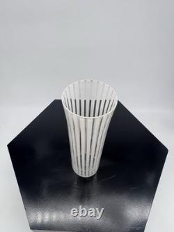 Set of 6 Striped Glass Vases Blue, Red, Yellow, Green, White, Purple