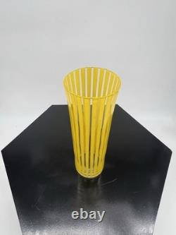 Set of 6 Striped Glass Vases Blue, Red, Yellow, Green, White, Purple