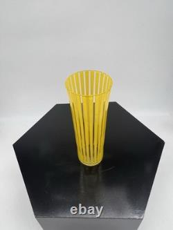 Set of 6 Striped Glass Vases Blue, Red, Yellow, Green, White, Purple