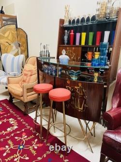 Set of 6 Striped Glass Vases Blue, Red, Yellow, Green, White, Purple