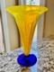 Signed 2001 Richard Blenko Hand Blown Glass Yellow And Blue Vase 11