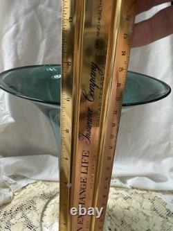 Signed Andres Chapman Blown Art Glass Vase 12 Teal White Swirl Trumpet