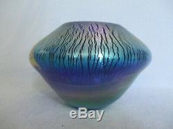 Signed Art Glass Decorative 8 Vase Bowl Artist Robert Eickholt 1988 Cobalt Blue