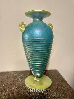 Signed Art Glass Vase, Igor Müller Loetz Amphora Spiral Vase, Bohemian Glass