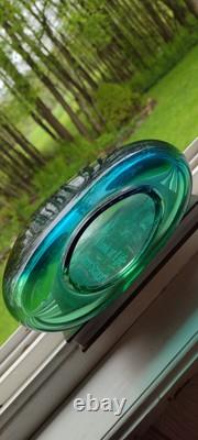 Signed Buzz Blodgett Hand Blown Glass Vase Controlled Bubble Art Collectible