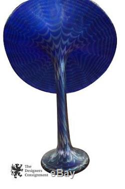 Signed Correia Jack in the Pulpit Vase Pulled Feather Iridescent Blue Amethyst