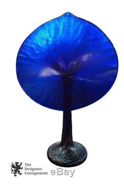 Signed Correia Jack in the Pulpit Vase Pulled Feather Iridescent Blue Amethyst