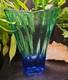 Signed Fire And Light Aurora Vase Bi Color Aqua To Blue 9 Tall Art Glass Rare