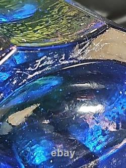 Signed Fire And Light Aurora Vase Bi Color Aqua To Blue 9 Tall Art Glass Rare