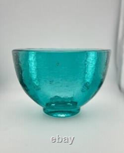 Signed Fire & Light Recycled Glass Oval Wide Lip Vase Bowl Aqua! Perfect