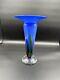 Signed Fritz Lauenstein Hand Blown Blue Multi Color Recycled Glass Vase