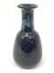 Signed Halvarsson-Kingwell Hand Blown Art Glass Vase Black With Blue Swirl