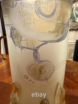 Signed Ioan Tamaian Studio Art Glass Vase Frosted Sculptural Flame Base Romania