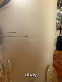 Signed Ioan Tamaian Studio Art Glass Vase Frosted Sculptural Flame Base Romania