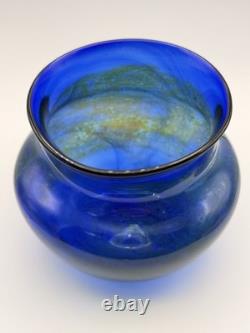 Signed K. Schunweg 1972 Hand Blown Cobalt Blue Art Glass Vase Signed K. Schunweg 1972 Hand Blown Cobalt Blue Art Glass Vase