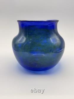 Signed K. Schunweg 1972 Hand Blown Cobalt Blue Art Glass Vase Signed K. Schunweg 1972 Hand Blown Cobalt Blue Art Glass Vase