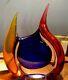 Signed Modern Art Glass Vase Young & Constantin Red Blue Gold