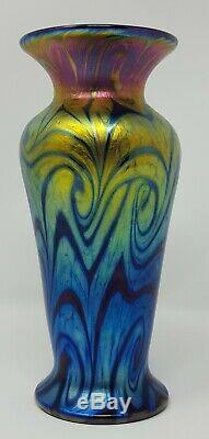 Signed Numbered Lundberg Studios 1999 King Tut Art Glass Vase-Mint