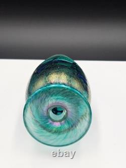 Signed Robert Held Canadian Studio Art Glass Vase Perfume Bottle Iridescent 4