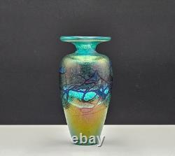 Signed Robert Held Canadian Studio Art Glass Vase Perfume Bottle Iridescent 4 Signed Robert Held Canadian Studio Art Glass Vase Perfume Bottle Iridescent 4