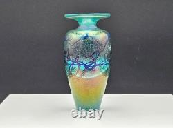 Signed Robert Held Canadian Studio Art Glass Vase Perfume Bottle Iridescent 4