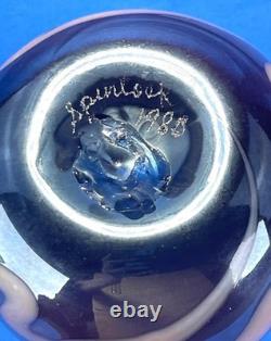 Signed Spurlock 1980 Studio Art Glass Iridescent Vase Applied Handle Loetz Style