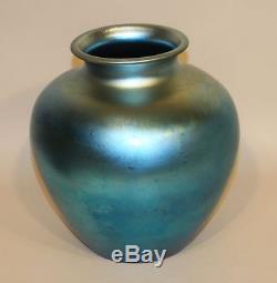 Signed Steuben Large 10-1/2 Inch Blue Aurene American Art Glass Vase 2683