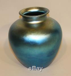 Signed Steuben Large 10-1/2 Inch Blue Aurene American Art Glass Vase 2683