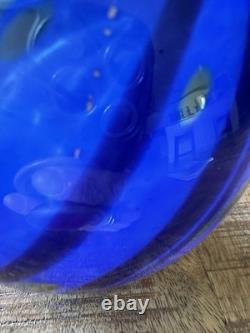 Signed Tim Lazer Blue Silver Art Glass Vase, 5