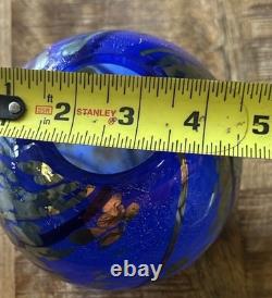 Signed Tim Lazer Blue Silver Art Glass Vase, 5