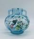 Signed ca. 1880's Bohemian HARRACH Blue Handled Vase With Floral Enamel