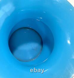 Small Antique Chinese Turquoise Blue Peking Glass Zhadou Vase or Leys Jar