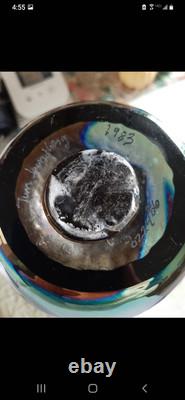 Special Jim Lundberg Signed Unique Vase 1983. Rare! One-off By Studio Founder