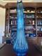 Spectacular LE Smuth 24.5 Peacock Blue Fat Bottom Ribbed Swung Vase 6 Fingers