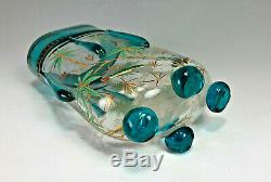Spectacular MOSER Decorated AQUATIC PILLOW VASE with Applied Blue Glass Decor