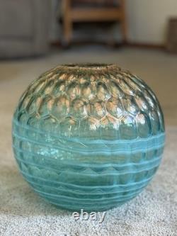 Spherical blown vase (Murano, 1950s, Turquoise color withadventurine inclusion)