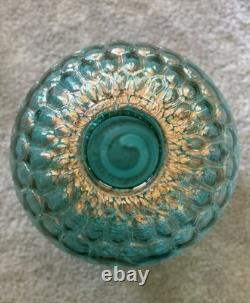 Spherical blown vase (Murano, 1950s, Turquoise color withadventurine inclusion)