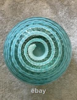 Spherical blown vase (Murano, 1950s, Turquoise color withadventurine inclusion)