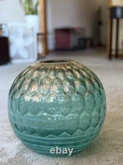 Spherical blown vase (Murano, 1950s, Turquoise color withadventurine inclusion)
