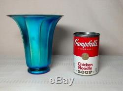 Steuben, Blue Aurene Shade Vase, Very Nice, Bob Rockwell Gallery