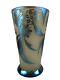 Steuben Blue Aurene on Alabaster Vase. Corintha Pattern 6777