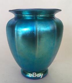 Steuben Glass Blue Aurene #938 Shade Vase