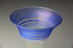 Steuben Verre de Soie with Blue Threading Glass Vase