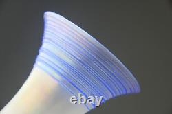 Steuben Verre de Soie with Blue Threading Glass Vase