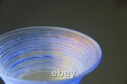 Steuben Verre de Soie with Blue Threading Glass Vase
