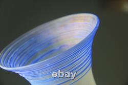 Steuben Verre de Soie with Blue Threading Glass Vase
