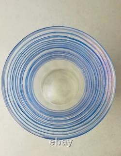 Steuben Verre de Soie with Blue Threading Glass Vase