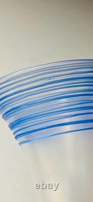 Steuben Verre de Soie with Blue Threading Glass Vase