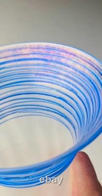 Steuben Verre de Soie with Blue Threading Glass Vase