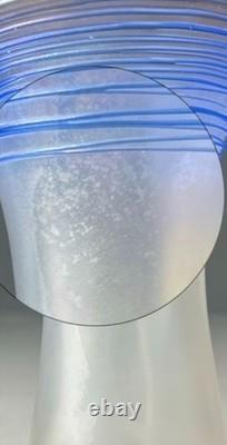 Steuben Verre de Soie with Blue Threading Glass Vase